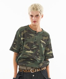 WISH FOR EVER（ウィッシュフォーエバー）の「ASSORT DRAW CODE HENRY NECK THERMAL T-SHIRT / アソートドローコードヘンリーネックサーマルTシャツ（Tシャツ/カットソー）」