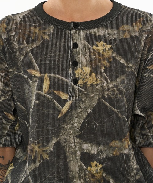 WISH FOR EVER（ウィッシュフォーエバー）の「ASSORT DRAW CODE HENRY NECK THERMAL T-SHIRT / アソートドローコードヘンリーネックサーマルTシャツ（Tシャツ/カットソー・メンズ・グリーン/リアルツリーカモ/グレー系その他/ブラック/グレー/ピンク・SMALL/MEDIUM/LARGE）」の12枚目の写真