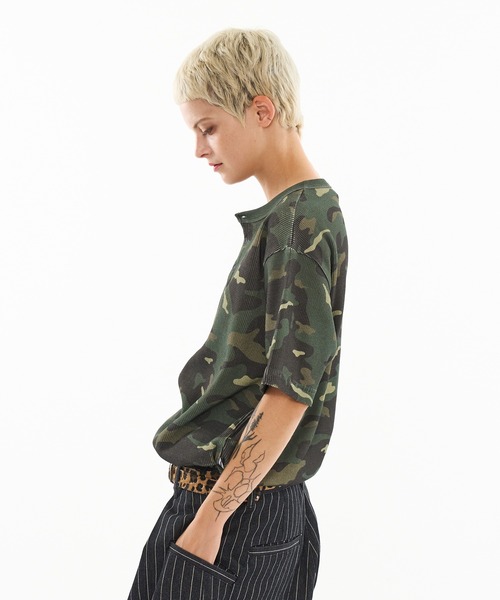 WISH FOR EVER（ウィッシュフォーエバー）の「ASSORT DRAW CODE HENRY NECK THERMAL T-SHIRT / アソートドローコードヘンリーネックサーマルTシャツ（Tシャツ/カットソー・メンズ・グリーン/リアルツリーカモ/グレー系その他/ブラック/グレー/ピンク・SMALL/MEDIUM/LARGE）」の21枚目の写真