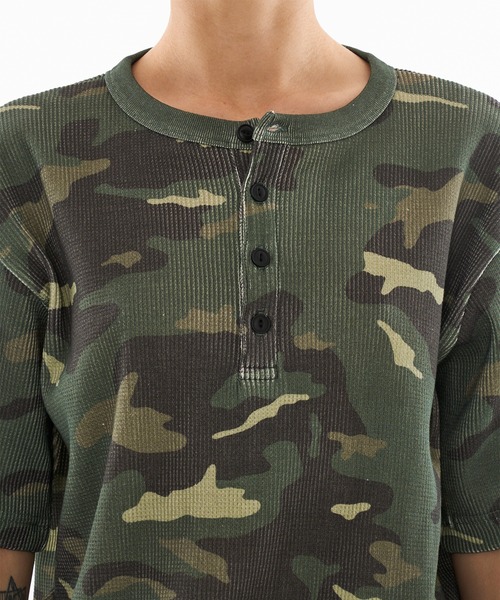 WISH FOR EVER（ウィッシュフォーエバー）の「ASSORT DRAW CODE HENRY NECK THERMAL T-SHIRT / アソートドローコードヘンリーネックサーマルTシャツ（Tシャツ/カットソー・メンズ・グリーン/リアルツリーカモ/グレー系その他/ブラック/グレー/ピンク・SMALL/MEDIUM/LARGE）」の14枚目の写真