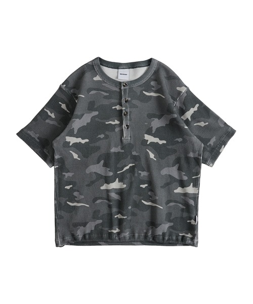 WISH FOR EVER（ウィッシュフォーエバー）の「ASSORT DRAW CODE HENRY NECK THERMAL T-SHIRT / アソートドローコードヘンリーネックサーマルTシャツ（Tシャツ/カットソー・メンズ・グリーン/リアルツリーカモ/グレー系その他/ブラック/グレー/ピンク・SMALL/MEDIUM/LARGE）」の10枚目の写真