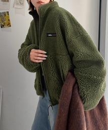 Java（ジャバ）の「《JaVaジャバコラボ》ほっこり可愛い♪大人のもこもこボア切り替えスタンドネックブルゾン(ミドル丈)（ブルゾン）」