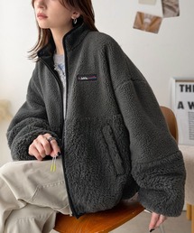 Java（ジャバ）の「《JaVaジャバコラボ》ほっこり可愛い♪大人のもこもこボア切り替えスタンドネックブルゾン(ミドル丈)（ブルゾン）」