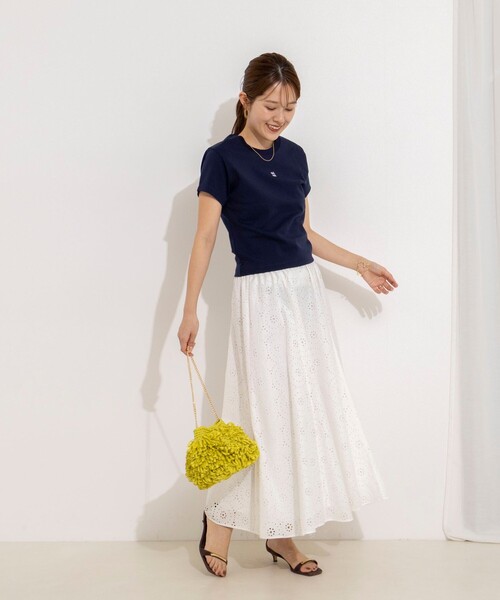NOLLEY’S（ノーリーズ）の「【nolnol/ノルノル】ウォッシャブルクルーネックTee（Tシャツ/カットソー・レディース・ネイビー/ブラウン/ホワイト・38）」の4枚目の写真