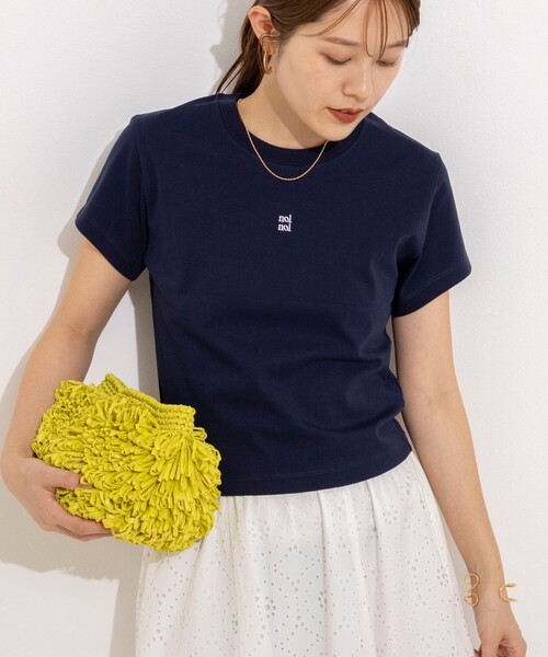 NOLLEY’S（ノーリーズ）の「【nolnol/ノルノル】ウォッシャブルクルーネックTee（Tシャツ/カットソー・レディース・ネイビー/ブラウン/ホワイト・38）」の8枚目の写真