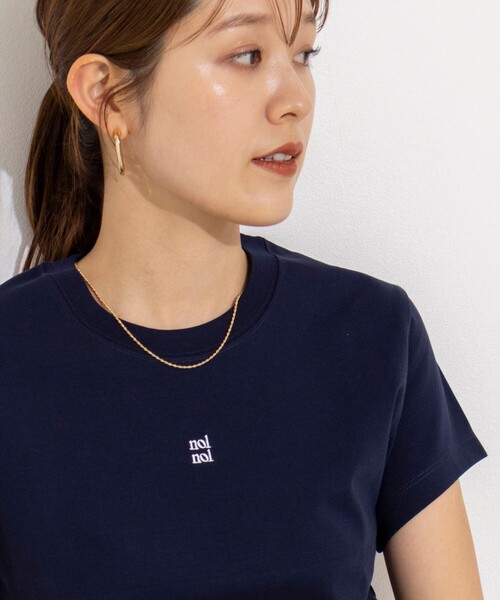 NOLLEY’S（ノーリーズ）の「【nolnol/ノルノル】ウォッシャブルクルーネックTee（Tシャツ/カットソー・レディース・ネイビー/ブラウン/ホワイト・38）」の21枚目の写真