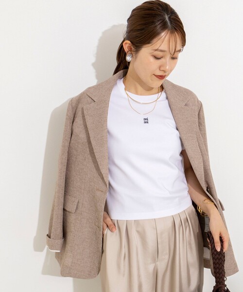 NOLLEY’S（ノーリーズ）の「【nolnol/ノルノル】ウォッシャブルクルーネックTee（Tシャツ/カットソー・レディース・ネイビー/ブラウン/ホワイト・38）」の9枚目の写真