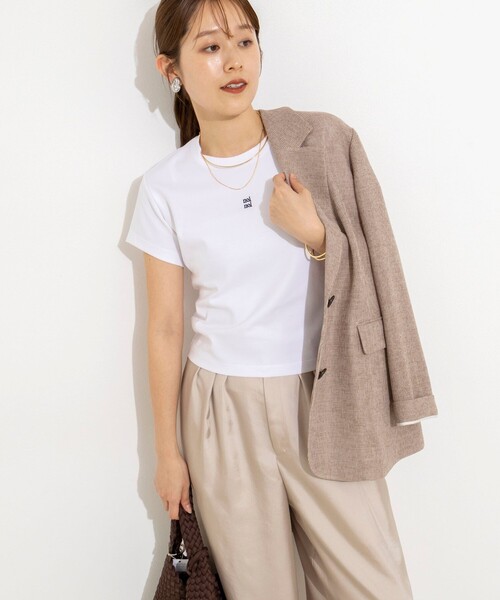 NOLLEY’S（ノーリーズ）の「【nolnol/ノルノル】ウォッシャブルクルーネックTee（Tシャツ/カットソー・レディース・ネイビー/ブラウン/ホワイト・38）」の12枚目の写真