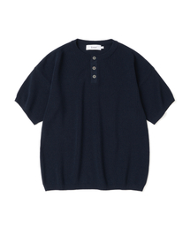 KNITTED（ニッティド）の「クールエバー ヘンリーネック 半袖ニット NAVY（ニット/セーター）」