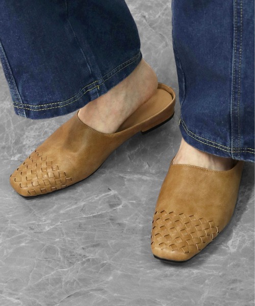 メッシュトゥ　フラット　バブーシュサンダル　MESH TOE FLAT BABOUCHE SANDALS