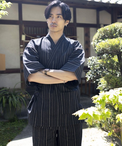 セール】しじら織り甚平 上下2点セット 和装 部屋着 浴衣 ルームウェア