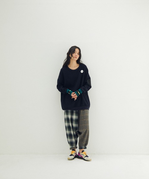STOF（ストフ）の「STOF/ストフ/Half flannel check Wide Pants（その他パンツ・メンズ・グレー/ブルー・S/M）」の3枚目の写真