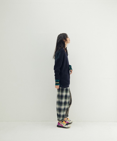 STOF（ストフ）の「STOF/ストフ/Half flannel check Wide Pants（その他パンツ・メンズ・グレー/ブルー・S/M）」の4枚目の写真