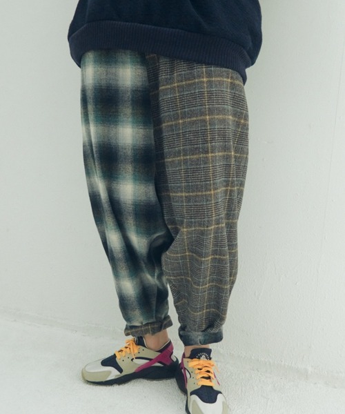 STOF（ストフ）の「STOF/ストフ/Half flannel check Wide Pants（その他パンツ・メンズ・グレー/ブルー・S/M）」の6枚目の写真
