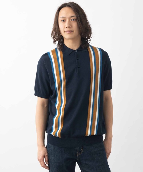 Ben Sherman(ベンシャーマン)の「バーティカルストライプポロ(ポロシャツ・メンズ・ライトブルー/ライトグリーン/ダークネイビー・LARGE/SMALL/MEDIUM/X-LARGE)」の3枚目の写真