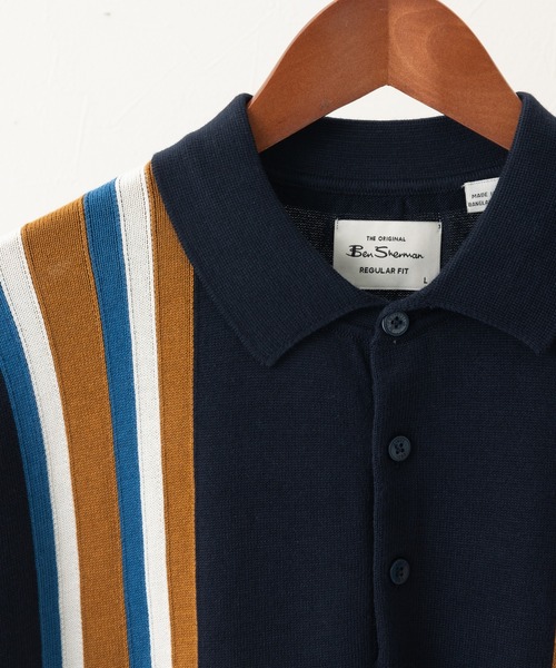 Ben Sherman(ベンシャーマン)の「バーティカルストライプポロ(ポロシャツ・メンズ・ライトブルー/ライトグリーン/ダークネイビー・LARGE/SMALL/MEDIUM/X-LARGE)」の16枚目の写真