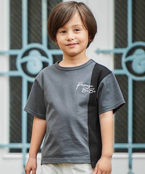 セール】【接触冷感】アシンメトリー配色天竺半袖Tシャツ（Tシャツ
