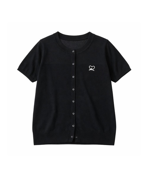 DAY CLOSET(デイ クローゼット)の「【ほどよい透け感】半袖ハートワンポイント サマー ニット カーディガン レディース(カーディガン/ボレロ・レディース・ブラック/イエロー/ライトブルー/アイボリー/ピンク・FREE)」の10枚目の写真