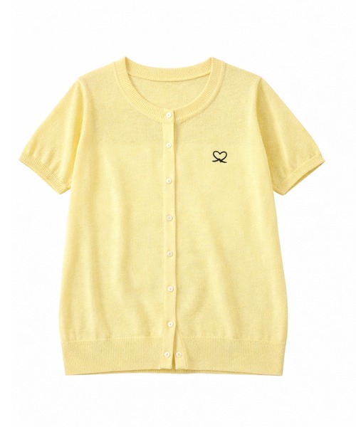DAY CLOSET(デイ クローゼット)の「【ほどよい透け感】半袖ハートワンポイント サマー ニット カーディガン レディース(カーディガン/ボレロ・レディース・ブラック/イエロー/ライトブルー/アイボリー/ピンク・FREE)」の17枚目の写真