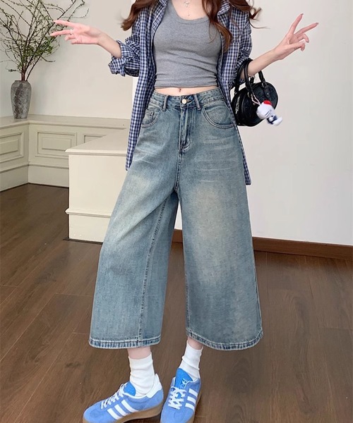 WESTSEA(ウエストシー)の「ヴィンテージウォッシュ ワイドデニムパンツ / バギーパンツ ハイウエスト(デニムパンツ・レディース・ブルー/ライトブルー・L/M)」の9枚目の写真