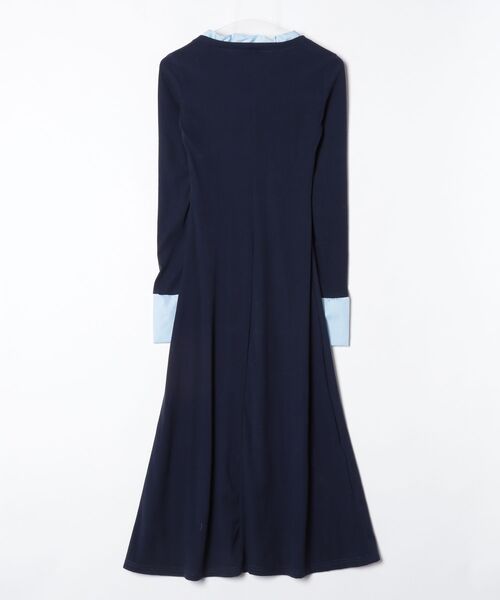GREENHOX(グリーンホックス)の「【細見え】配色リボンフレアロングワンピース(ワンピース・レディース・ネイビー・MEDIUM/LARGE)」の2枚目の写真