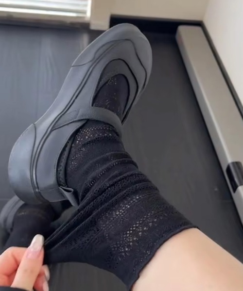 boemy(ボエミー)の「【サイズレス】ストレッチレース シアーソックス 靴下(ソックス/靴下・レディース・オフホワイト/グレー/ブラック・FREE)」の9枚目の写真