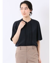 TAKA-Q（タカキュー）の「【接触冷感 速乾 UV ストレッチ】m.f.エディトリアル レディース バンドカラー 半袖 比翼 ブラウス（シャツ/ブラウス）」