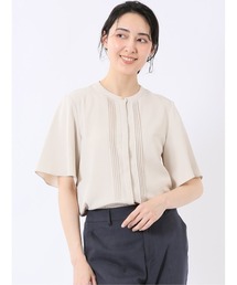 m.f.editorial | 【接触冷感 速乾 UV ストレッチ】m.f.エディトリアル レディース バンドカラー 半袖 比翼 ブラウス(シャツ/ブラウス)