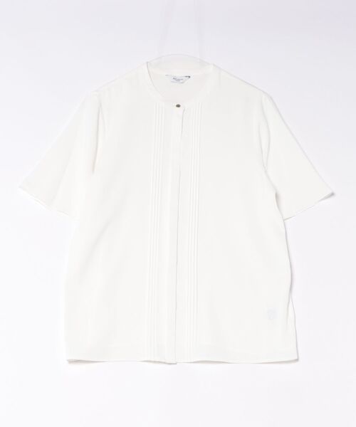 m.f.editorial（エムエフエディトリアル）の「【接触冷感 速乾 UV ストレッチ】m.f.エディトリアル レディース バンドカラー 半袖 比翼 ブラウス（シャツ/ブラウス・レディース・ネイビー/ホワイト/ライトグレー・MEDIUM/LARGE）」の9枚目の写真