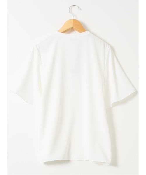 m.f.editorial（エムエフエディトリアル）の「【接触冷感 速乾 UV ストレッチ】m.f.エディトリアル レディース バンドカラー 半袖 比翼 ブラウス（シャツ/ブラウス・レディース・ネイビー/ホワイト/ライトグレー・MEDIUM/LARGE）」の5枚目の写真