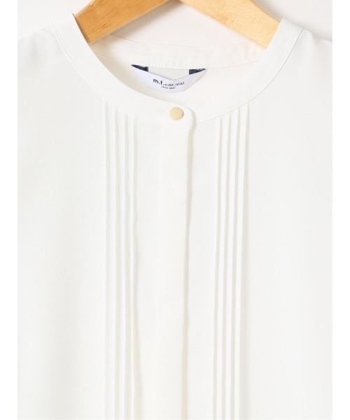 m.f.editorial（エムエフエディトリアル）の「【接触冷感 速乾 UV ストレッチ】m.f.エディトリアル レディース バンドカラー 半袖 比翼 ブラウス（シャツ/ブラウス・レディース・ネイビー/ホワイト/ライトグレー・MEDIUM/LARGE）」の6枚目の写真