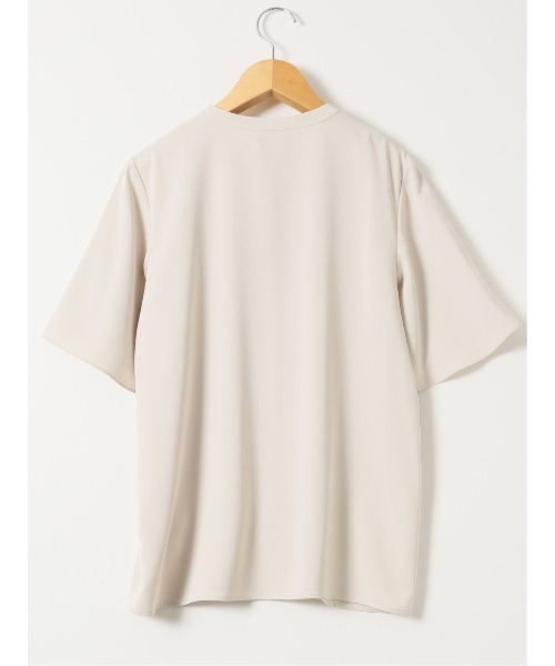 m.f.editorial（エムエフエディトリアル）の「【接触冷感 速乾 UV ストレッチ】m.f.エディトリアル レディース バンドカラー 半袖 比翼 ブラウス（シャツ/ブラウス・レディース・ネイビー/ホワイト/ライトグレー・MEDIUM/LARGE）」の10枚目の写真