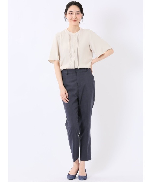 m.f.editorial（エムエフエディトリアル）の「【接触冷感 速乾 UV ストレッチ】m.f.エディトリアル レディース バンドカラー 半袖 比翼 ブラウス（シャツ/ブラウス・レディース・ネイビー/ホワイト/ライトグレー・MEDIUM/LARGE）」の21枚目の写真