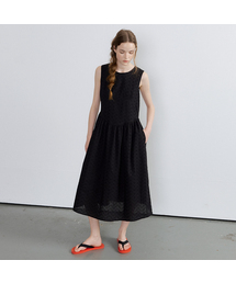Ribbon pattern lace sleeveless dress [FRSP07OP02]_Black