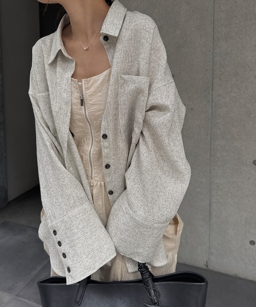 nananamoe(ナナナモエ)の「gather drawstring front zip nylon cami OP / ギャザードローストリングフロントジップナイロンキャミワンピース(ワンピース・レディース・ライトベージュ/ブラック・FREE)」の3枚目の写真