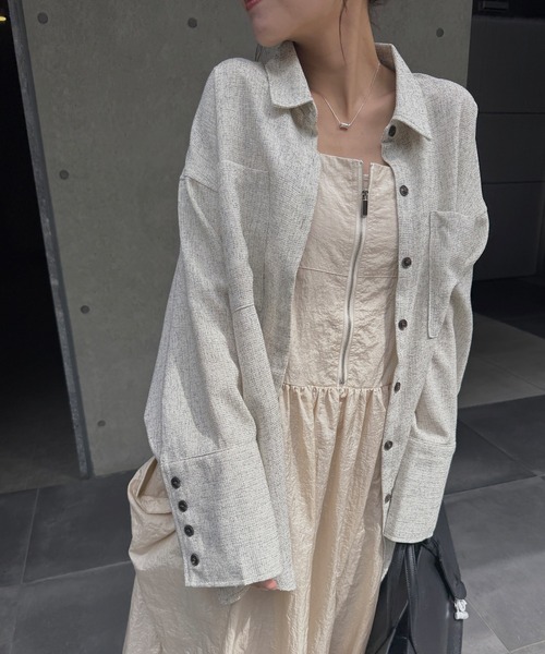 nananamoe(ナナナモエ)の「gather drawstring front zip nylon cami OP / ギャザードローストリングフロントジップナイロンキャミワンピース(ワンピース・レディース・ライトベージュ/ブラック・FREE)」の17枚目の写真