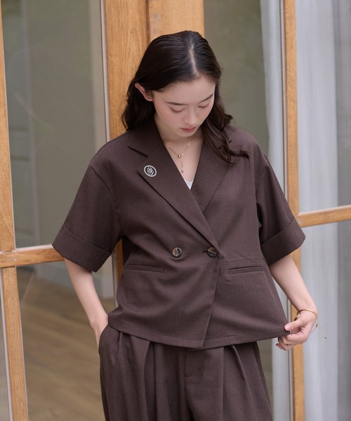 apres jour clair(アプレジュールクレア)の「【apres jour clair】【SETUP可能】刺繍デザインジャケット(テーラードジャケット・レディース・ブラック/ナチュラル/ブラウン系その他・X-LARGE/フリー)」の7枚目の写真