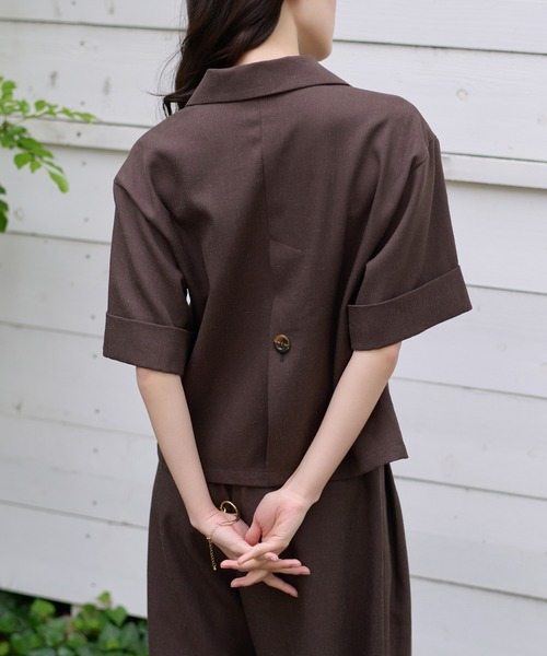 apres jour clair(アプレジュールクレア)の「【apres jour clair】【SETUP可能】刺繍デザインジャケット(テーラードジャケット・レディース・ブラック/ナチュラル/ブラウン系その他・X-LARGE/フリー)」の10枚目の写真