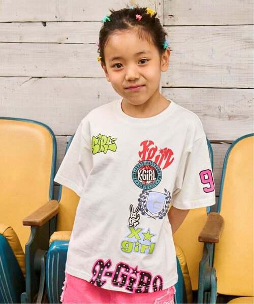 X-girl Stages(エックスガールステージス)の「【接触冷感】MIXロゴ 半袖Tシャツ(Tシャツ/カットソー・キッズ・ラベンダー/ブラック/オフホワイト・80cm/100cm/130cm/110cm/90cm/140cm/120cm)」の2枚目の写真