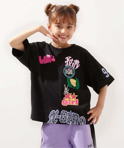 X-girl Stages(エックスガールステージス)の「【接触冷感】MIXロゴ 半袖Tシャツ(Tシャツ/カットソー・キッズ・ラベンダー/ブラック/オフホワイト・80cm/100cm/130cm/110cm/90cm/140cm/120cm)」の3枚目の写真