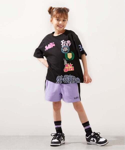 X-girl Stages(エックスガールステージス)の「【接触冷感】MIXロゴ 半袖Tシャツ(Tシャツ/カットソー・キッズ・ラベンダー/ブラック/オフホワイト・80cm/100cm/130cm/110cm/90cm/140cm/120cm)」の5枚目の写真