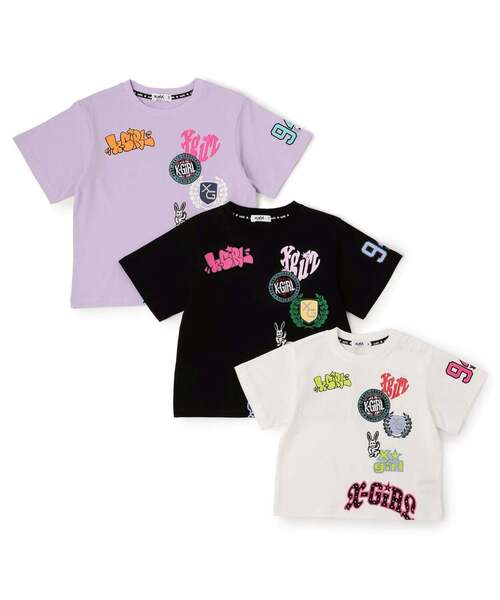 X-girl Stages(エックスガールステージス)の「【接触冷感】MIXロゴ 半袖Tシャツ(Tシャツ/カットソー・キッズ・ラベンダー/ブラック/オフホワイト・80cm/100cm/130cm/110cm/90cm/140cm/120cm)」の7枚目の写真