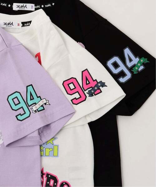 X-girl Stages(エックスガールステージス)の「【接触冷感】MIXロゴ 半袖Tシャツ(Tシャツ/カットソー・キッズ・ラベンダー/ブラック/オフホワイト・80cm/100cm/130cm/110cm/90cm/140cm/120cm)」の14枚目の写真