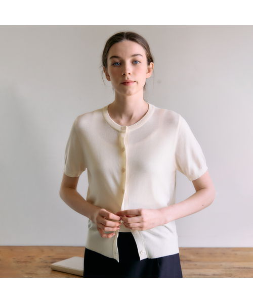 Ellioti（エリオティ）の「Pera Set-up Half Knit Ts_3Color（カーディガン/ボレロ・レディース・ブラック/アイボリー/チャコール・FREE）」の2枚目の写真