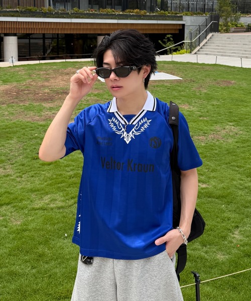 ADAMASTE（アダマスト）の「Western Soccer Game T-shirt - ウエスタンサッカーゲームTシャツ（Tシャツ/カットソー・メンズ・レッド/ブルー/ピンク・MEDIUM/LARGE）」の2枚目の写真