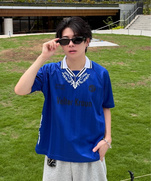 ADAMASTE（アダマスト）の「Western Soccer Game T-shirt - ウエスタンサッカーゲームTシャツ（Tシャツ/カットソー・メンズ・レッド/ブルー/ピンク・MEDIUM/LARGE）」の12枚目の写真
