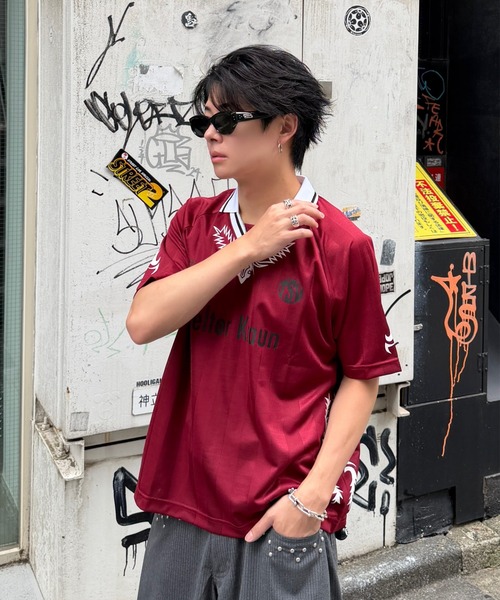 ADAMASTE（アダマスト）の「Western Soccer Game T-shirt - ウエスタンサッカーゲームTシャツ（Tシャツ/カットソー・メンズ・レッド/ブルー/ピンク・MEDIUM/LARGE）」の6枚目の写真