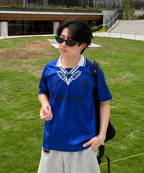 ADAMASTE（アダマスト）の「Western Soccer Game T-shirt - ウエスタンサッカーゲームTシャツ（Tシャツ/カットソー・メンズ・レッド/ブルー/ピンク・MEDIUM/LARGE）」の13枚目の写真