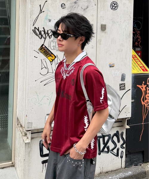 ADAMASTE（アダマスト）の「Western Soccer Game T-shirt - ウエスタンサッカーゲームTシャツ（Tシャツ/カットソー・メンズ・レッド/ブルー/ピンク・MEDIUM/LARGE）」の8枚目の写真