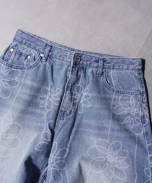 GLARE(グレア)の「【GLARE】フラワー抜染 バルーンデニムパンツ / Floral Dye-Out Balloon Denim Pants(デニムパンツ・メンズ・ブルー/ブラック・L/M/S)」の18枚目の写真